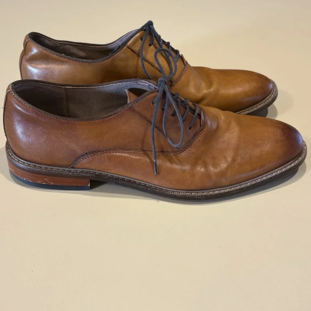 Aston Grey Collection Leu leather‎ oxford Men's Brown Dress Shoes Size 9